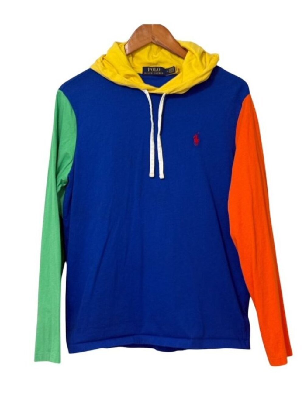 Polo Ralph Lauren Men's Colorblock Hoodie T-Shirt Long Sleeve 100% Cotton Size M